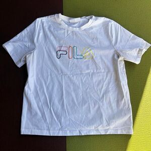 Fila White Short Sleeve Shirt with Rainbow Logo